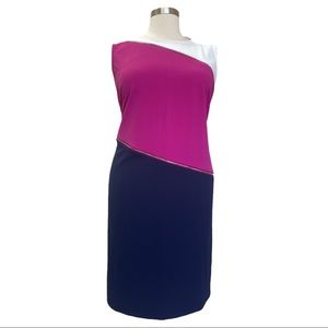 SPENSE Colorblock Zip details Shift Sleeveless Midi Dress Size 22W